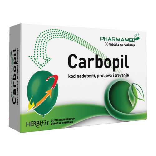 Pharmamed  Carbopil tablete za žvakanje a30 AKTIVNI UGALJ