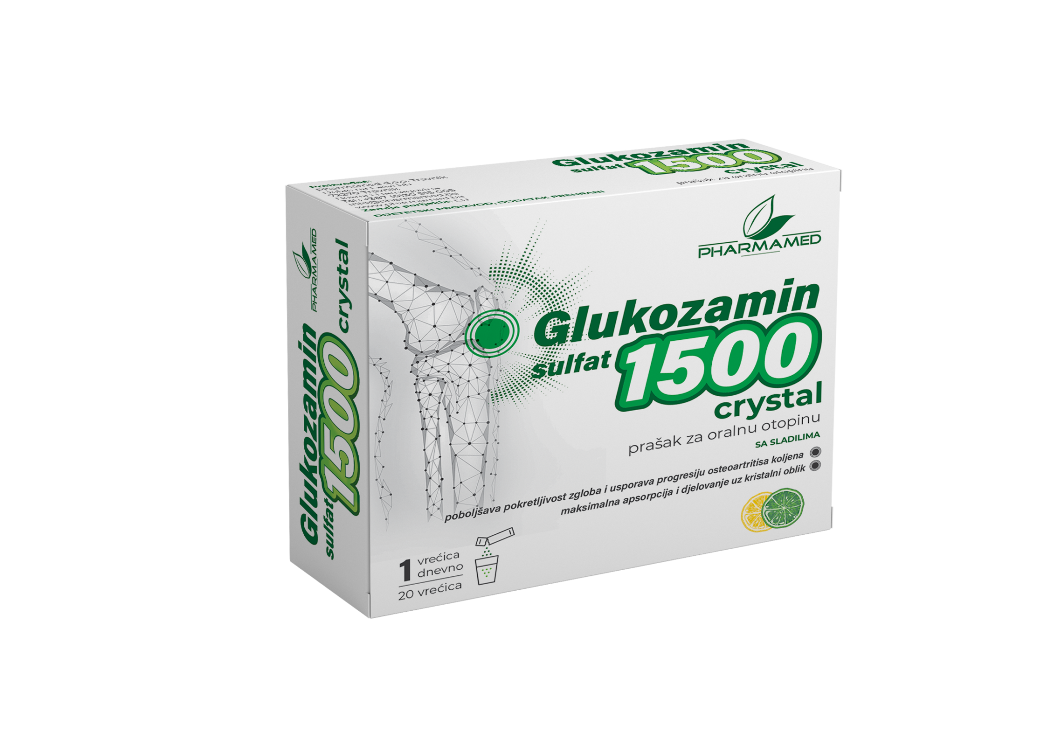 Pharmamed Glukozamin sulfat 1500 mg crystal prašak za oralnu otopinu a20