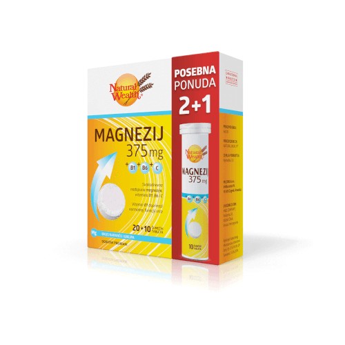 Natural Wealth Magnezij 375mg PROMO 20 + 10 šumećih tableta