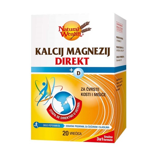 Natural Wealth Kalcij Magnezij + Vitamin D direkt, 20 vrećica