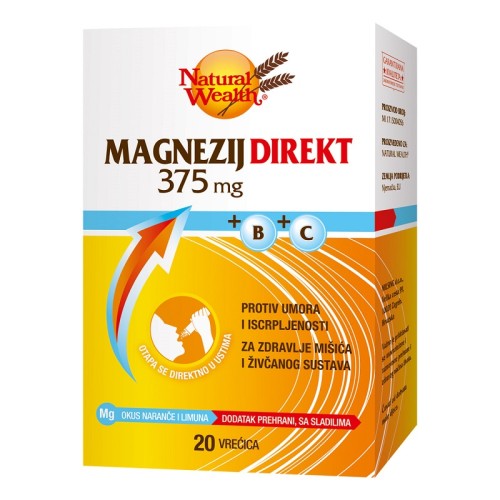 Natural Wealth Magnezij Direkt 375 mg +B+C, 20 vrećica