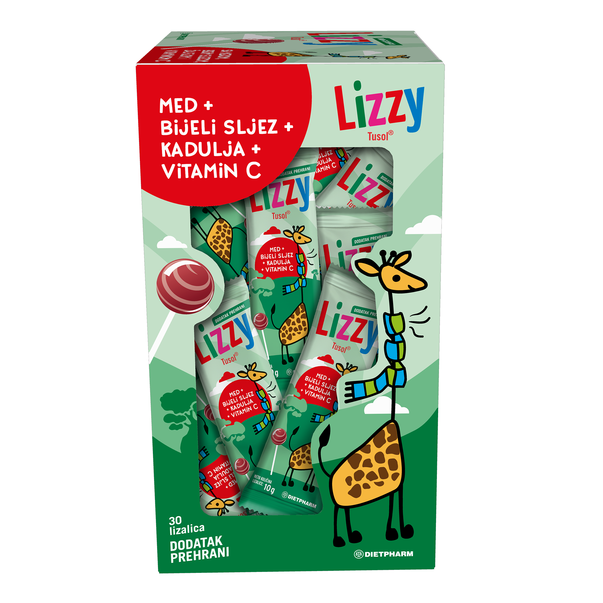 Dietpharm Lizzy Tusol® lizalica za grlo i kašalj a1 komad
